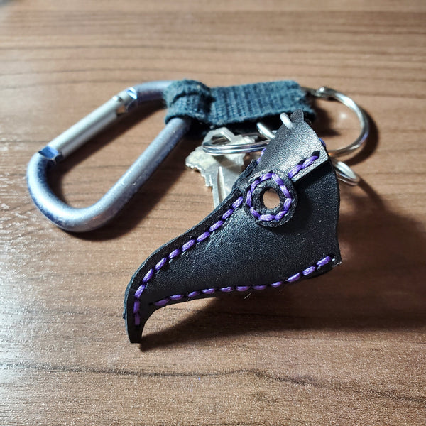 Leather Plague Mask Key Fob with Split Key Ring - Multiple Colors