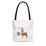 "Oh, deer." AOP Tote Bag